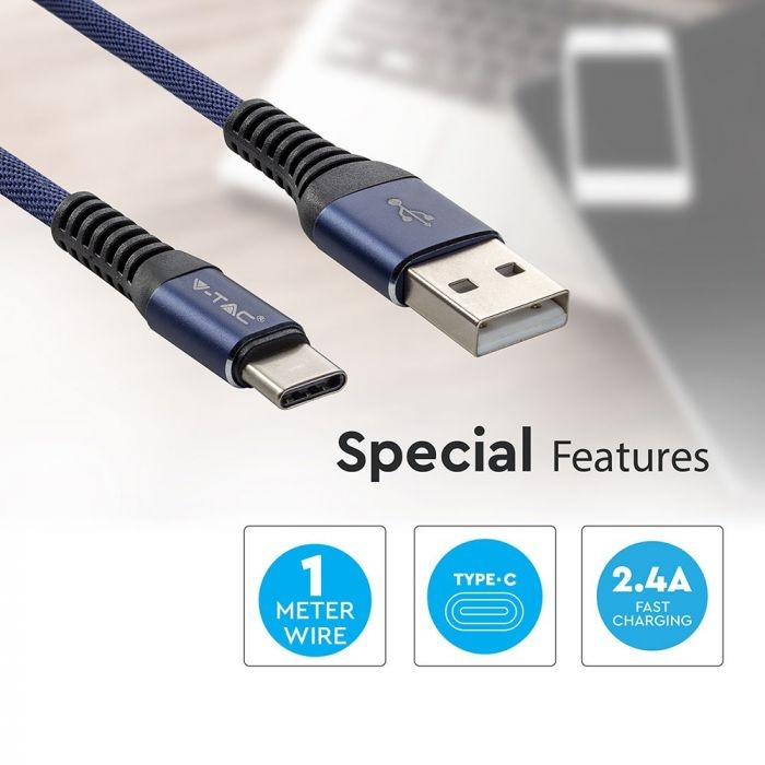Kabel USB M - USB Typ-C M 1M 2.4A 