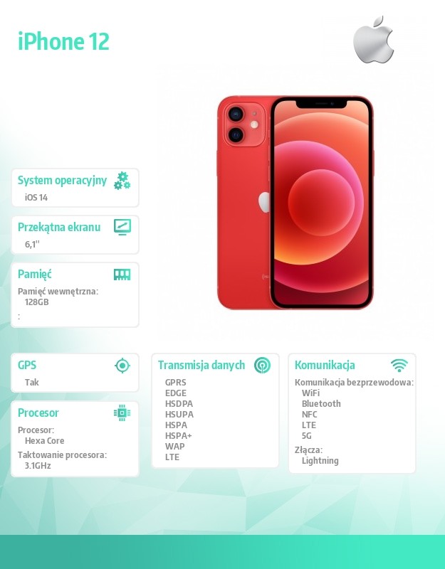 iPhone 12 128GB Czerwony