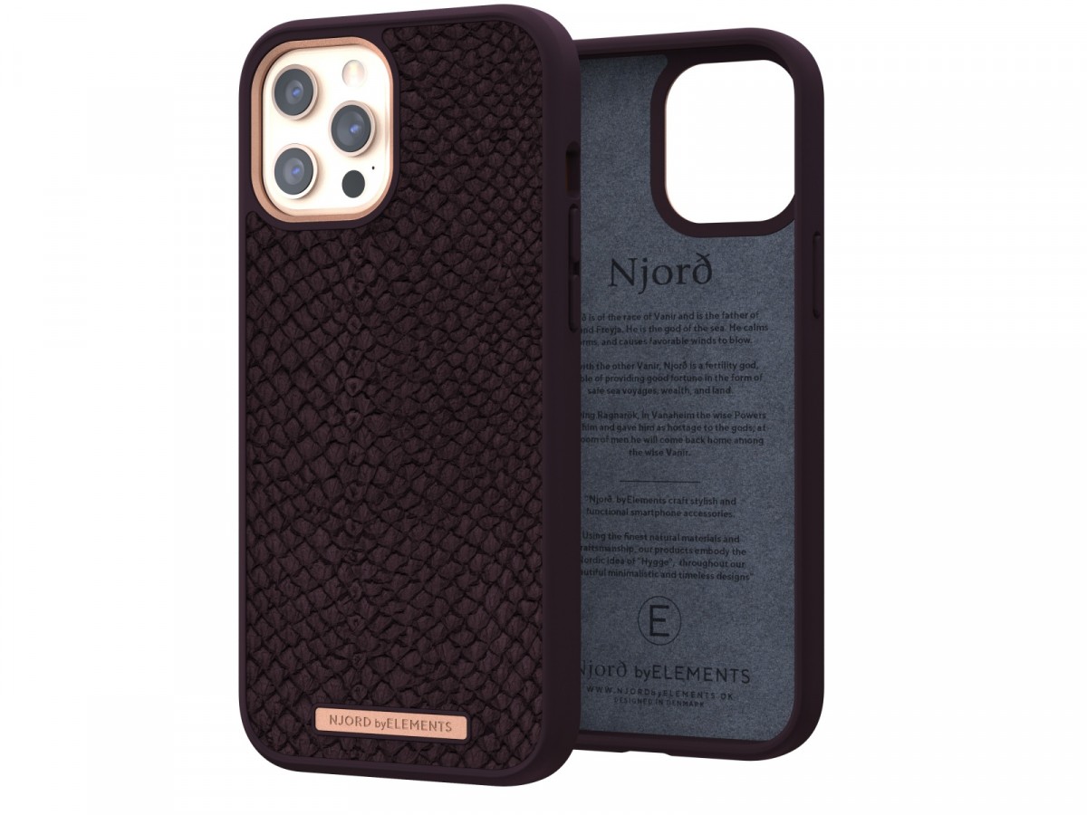 Etui z islandzkiej skóry łososia do iPhone 12 Pro Max purpurowe