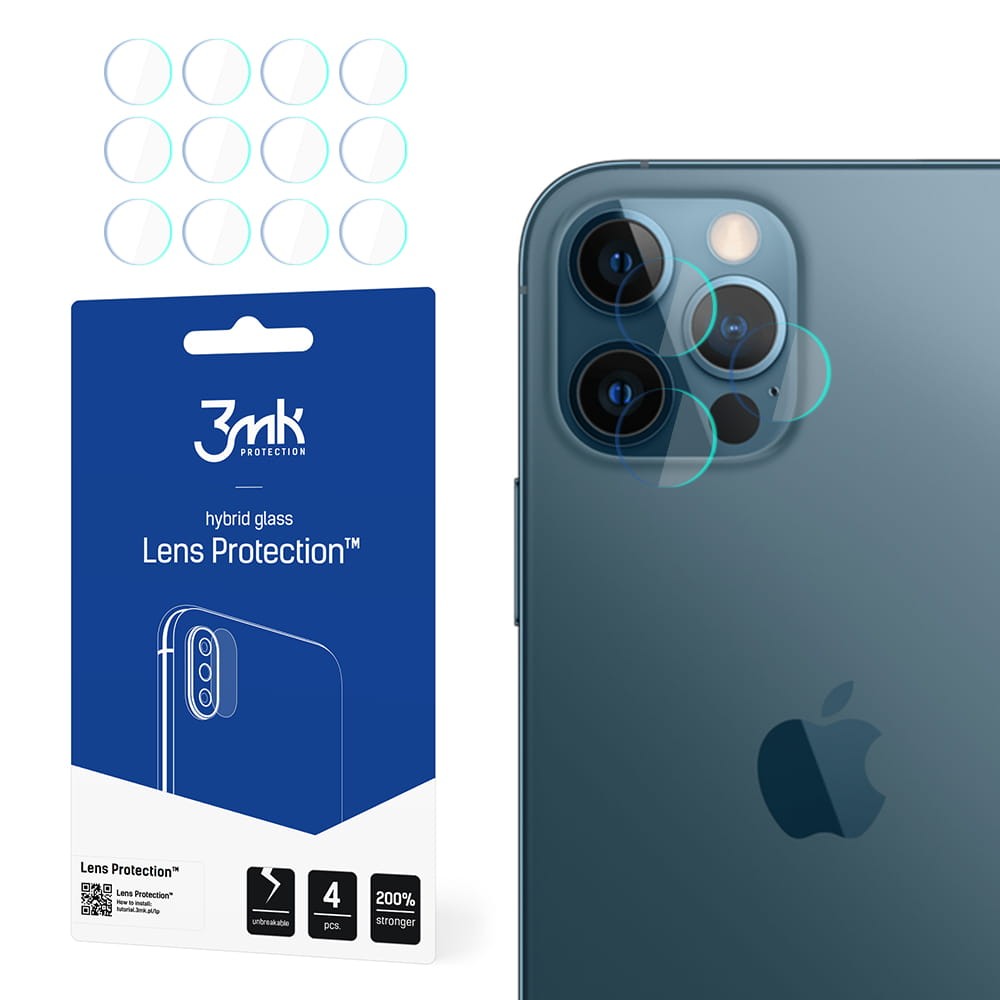 Szkło hybrydowe FlexibleGlass Lens iPhone 12 Pro 6,1  na obiektyw aparatu 4szt